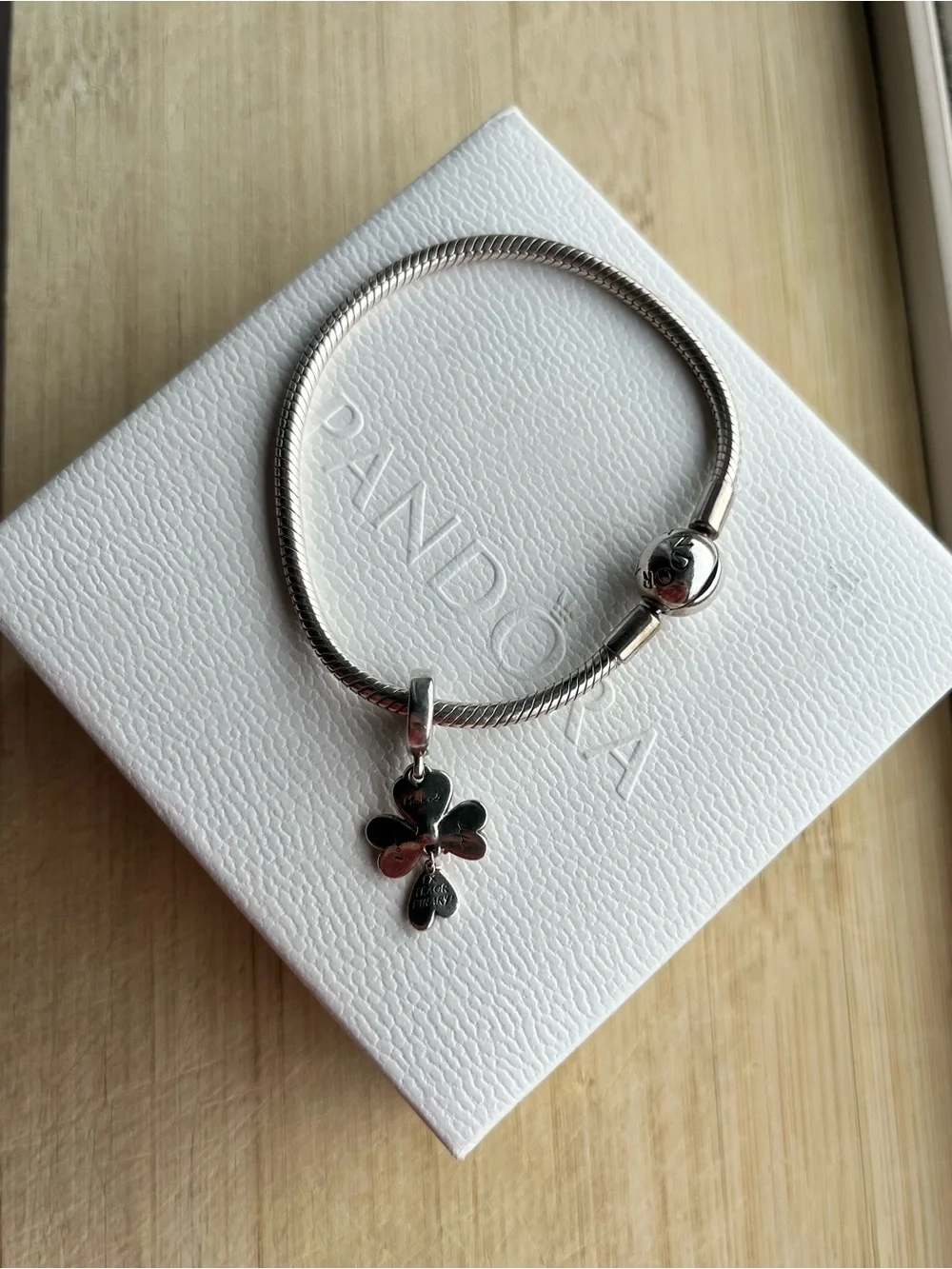 Pandora Sterling Silver Bracelet with Flower Dangle Charm